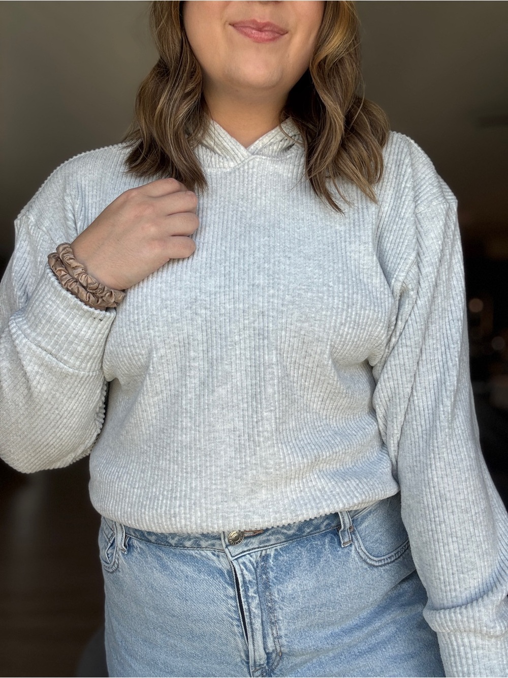 Abercrombie & Fitch Women’s Lounge Cozy Rib Hoodie | Grey, Size S, Like New